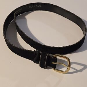 Vintage collage statement suede belt color black with brass embellishment